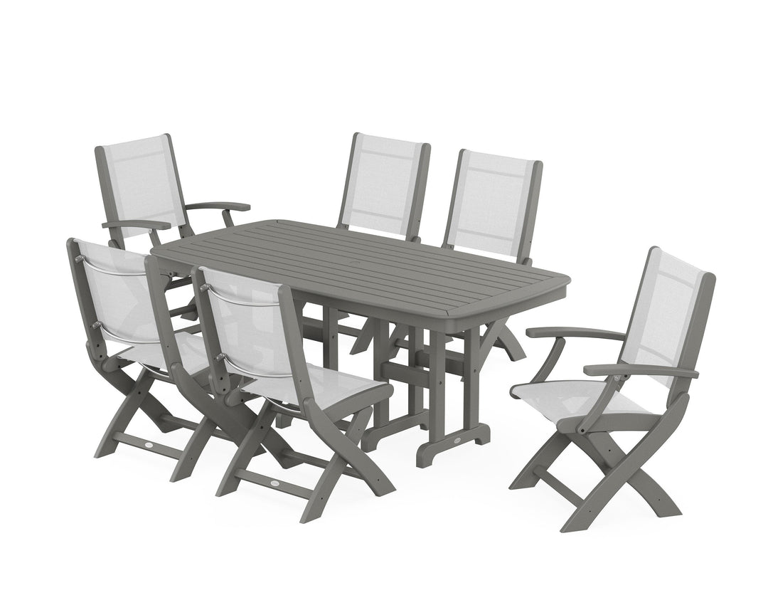 POLYWOOD® Coastal Folding Chair 7-Piece Dining Set