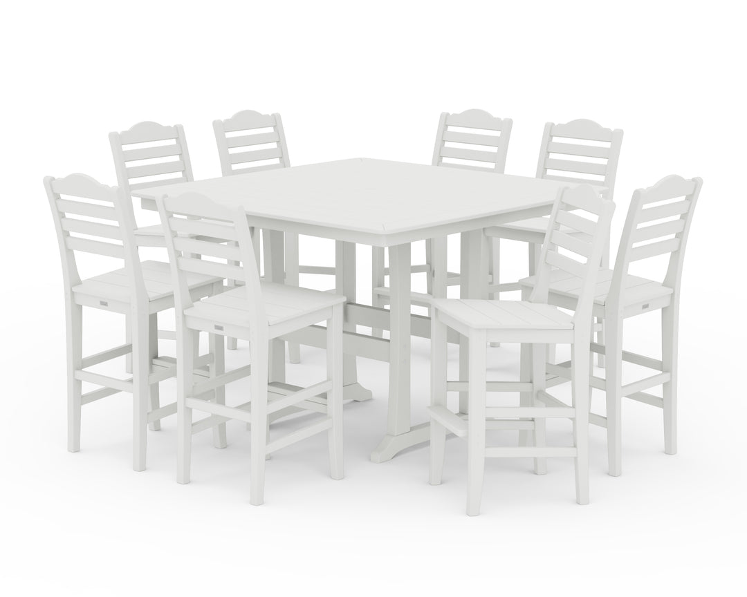 Draper James™ by  POLYWOOD® Savannah Side Chair 9-Piece Square Bar Set with Trestle Legs