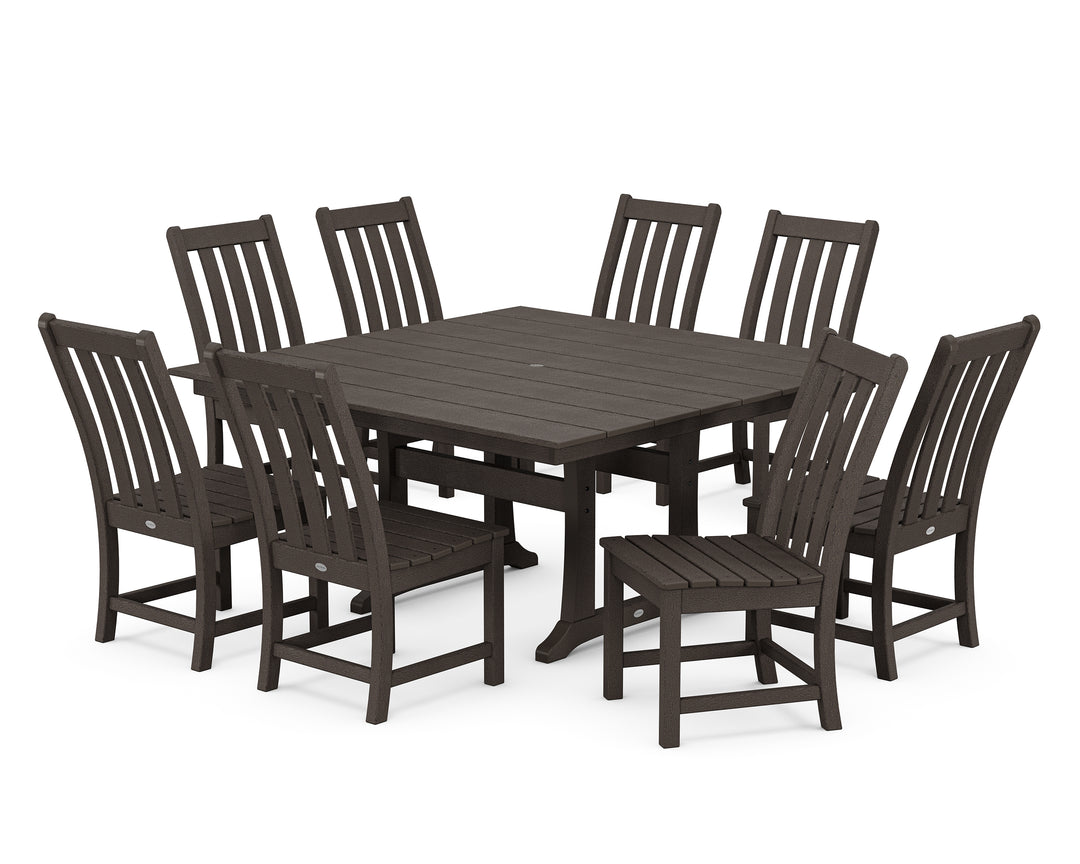 POLYWOOD® Vineyard 9-Piece Farmhouse Trestle Dining Set
