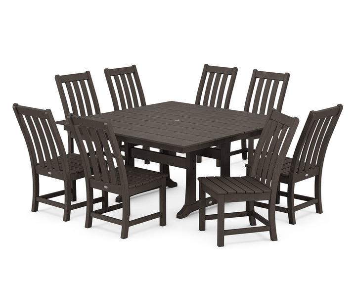 POLYWOOD® Vineyard 9-Piece Farmhouse Trestle Dining Set