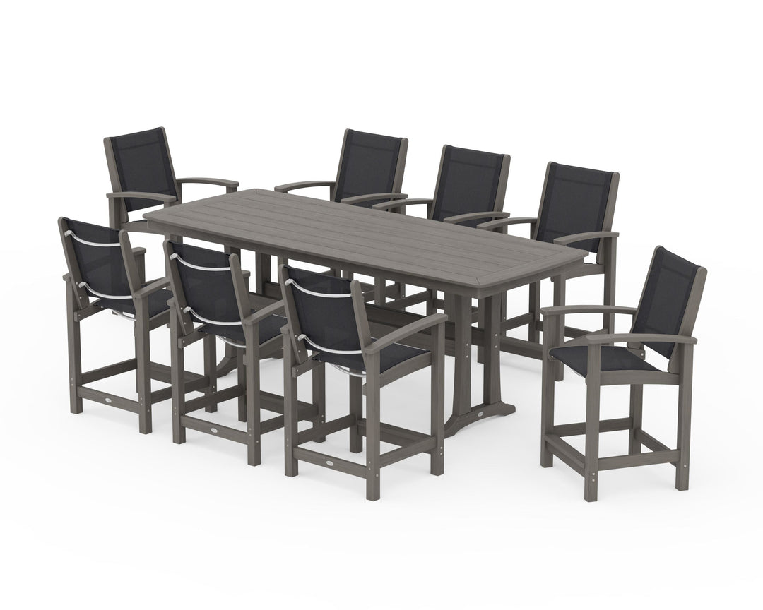 POLYWOOD® Coastal 9-Piece Counter Set with Trestle Legs