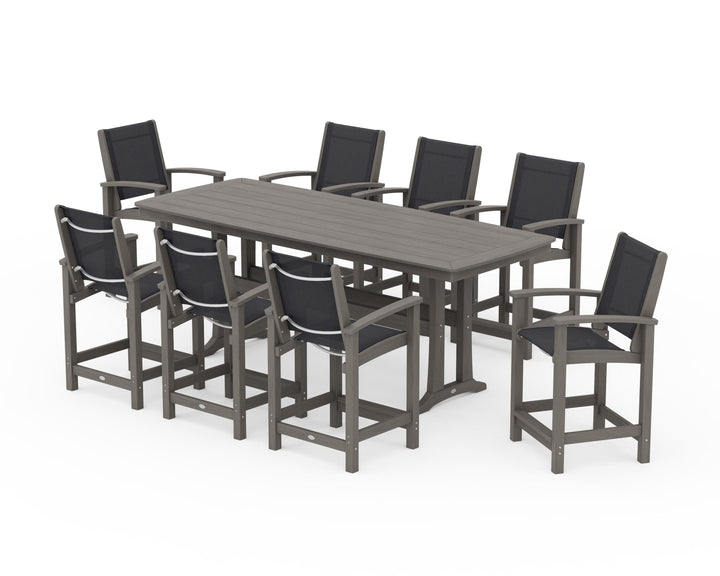 POLYWOOD® Coastal 9-Piece Counter Set with Trestle Legs