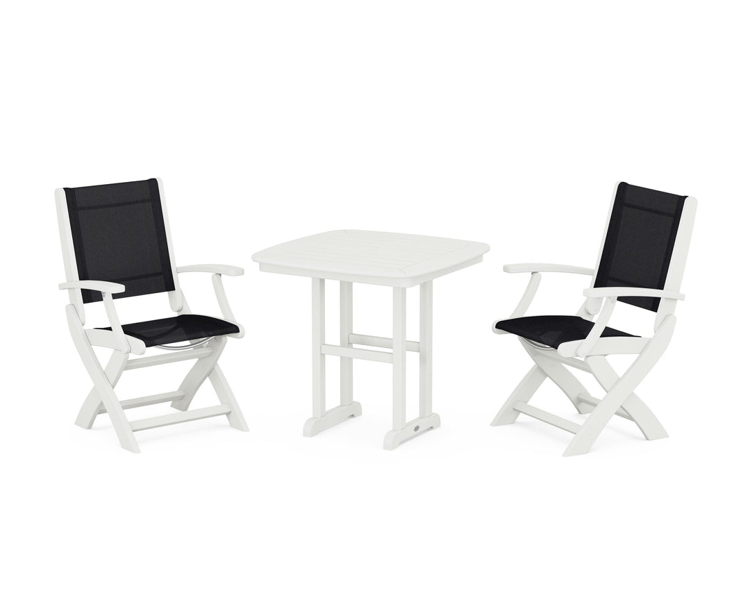 POLYWOOD® Coastal Folding Chair 3-Piece Dining Set