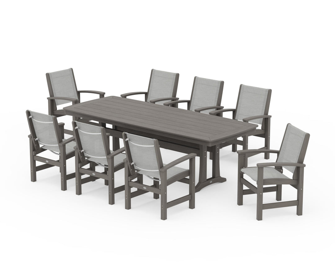 POLYWOOD® Coastal 9-Piece Dining Set with Trestle Legs