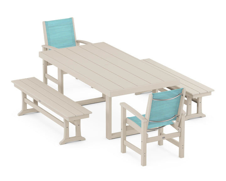 POLYWOOD® Coastal 5-Piece Dining Set with Trestle Legs