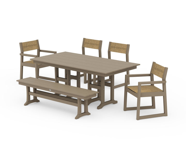 POLYWOOD® EDGE Sling 6-Piece Farmhouse Dining Set