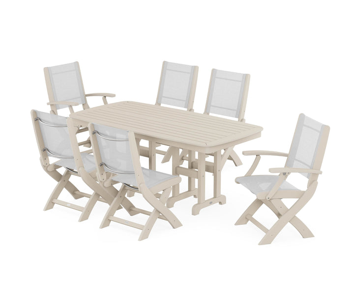 POLYWOOD® Coastal Folding Chair 7-Piece Dining Set