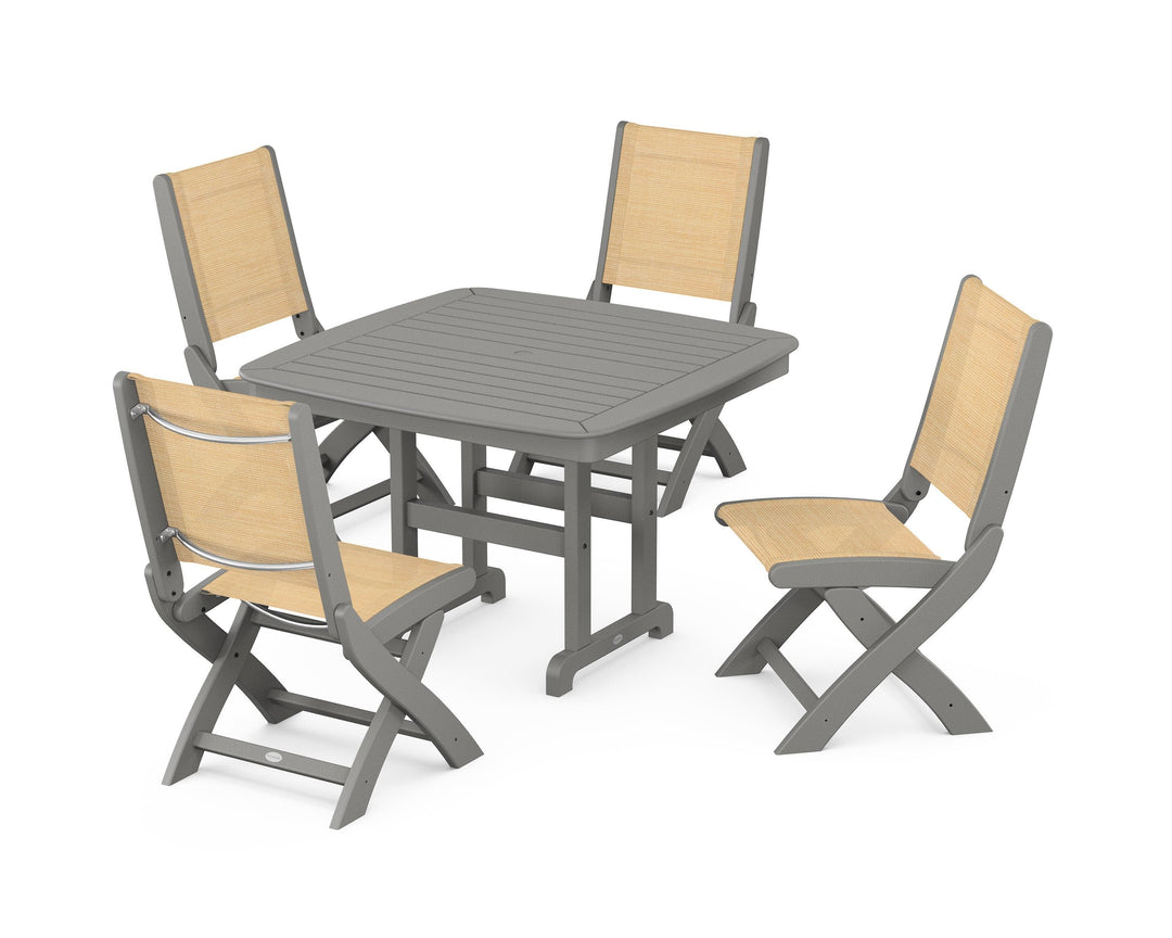 POLYWOOD® Coastal Folding Side Chair 5-Piece Dining Set