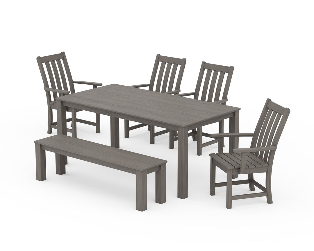 POLYWOOD® Vineyard 6-Piece Parsons Dining Set with Bench