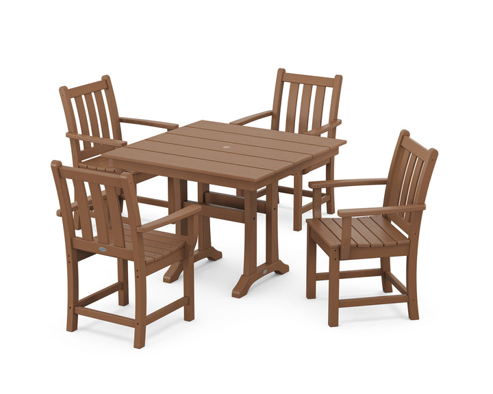 POLYWOOD® Traditional Garden 5-Piece Farmhouse Dining Set With Trestle Legs