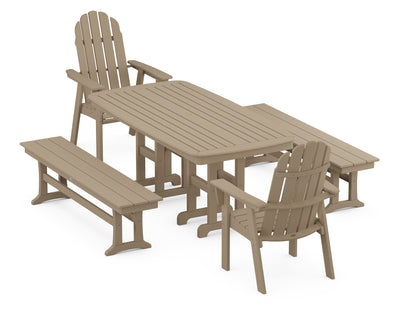 Vineyard Adirondack 5-Piece Dining Set with Benches