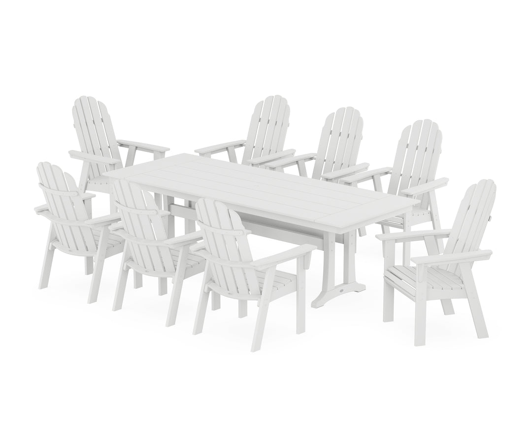 POLYWOOD® Vineyard 9-Piece Curveback Adirondack Farmhouse Dining Set with Trestle Legs