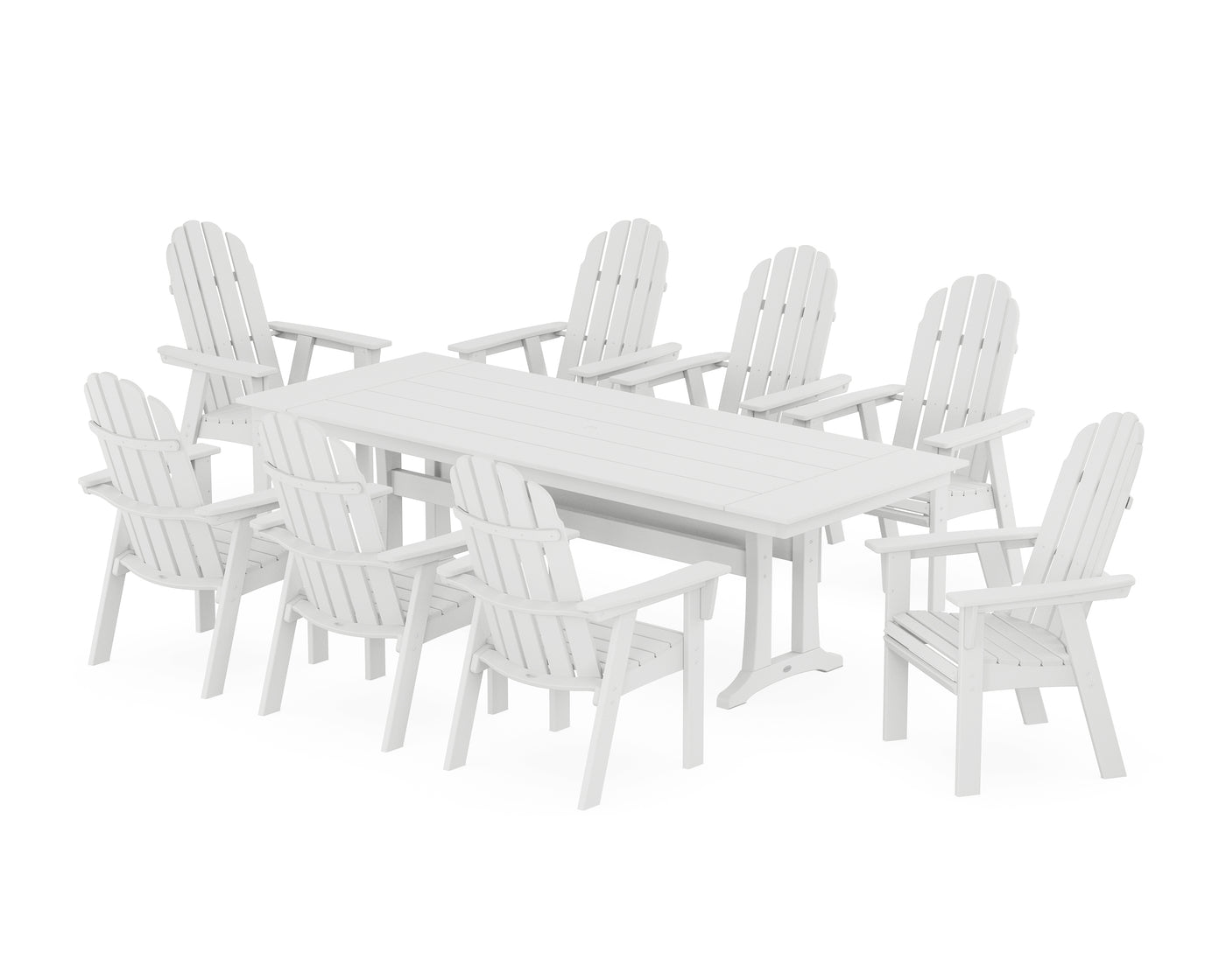 Vineyard 9-Piece Curveback Adirondack Farmhouse Dining Set with Trestle Legs