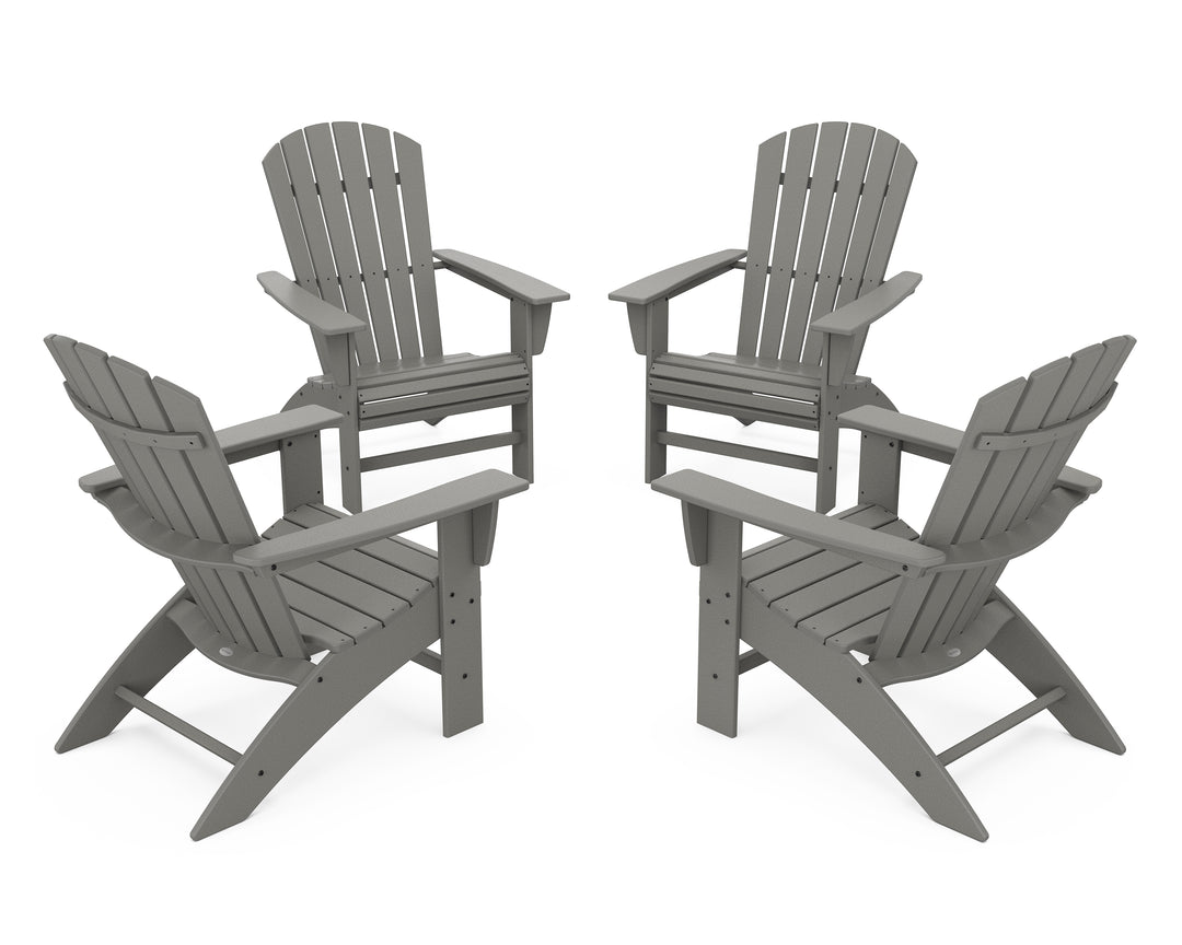 POLYWOOD® 4-Piece Nautical Curveback Adirondack Chair Conversation Set