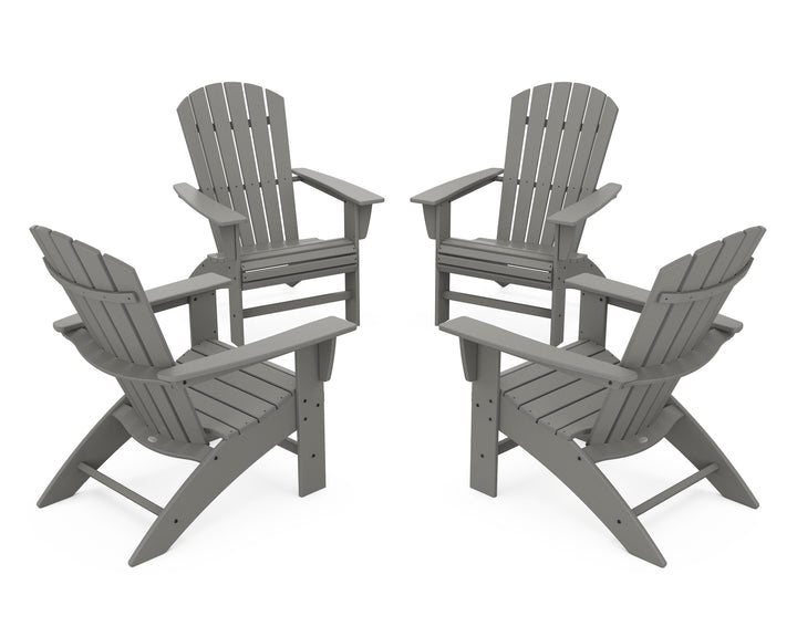 POLYWOOD® 4-Piece Nautical Curveback Adirondack Chair Conversation Set