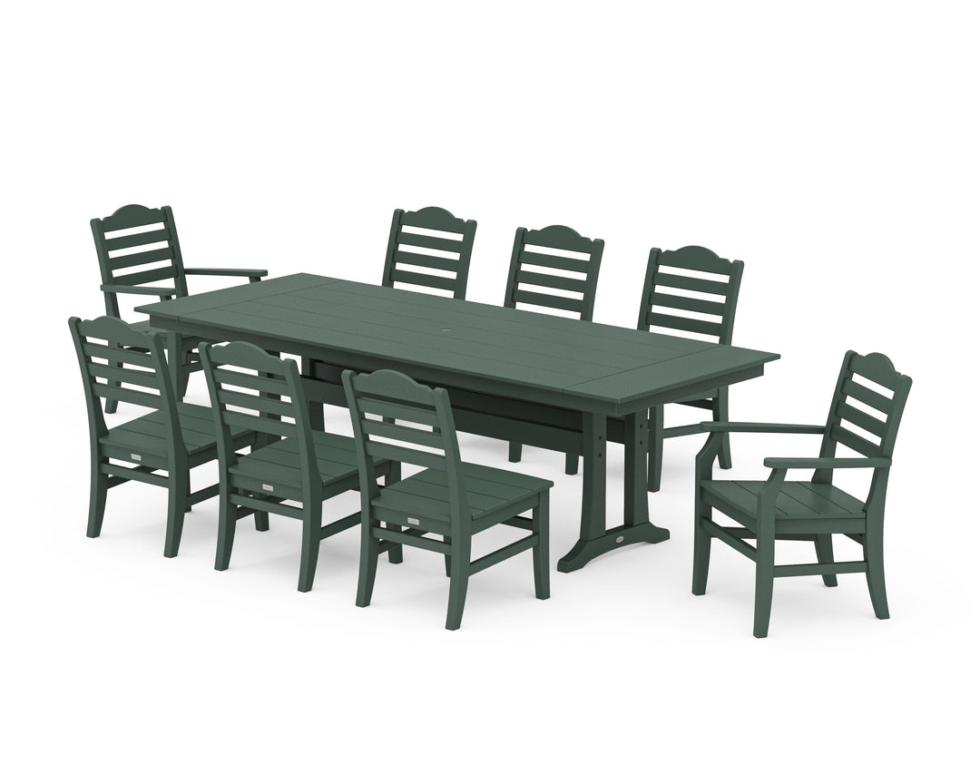 POLYWOOD® Savannah 9-Piece Farmhouse Dining Set with Trestle Legs