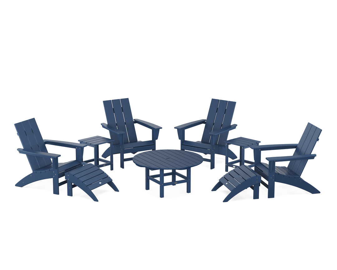 POLYWOOD® Modern Adirondack Chair 9-Piece Conversation Set