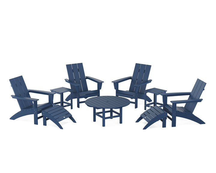POLYWOOD® Modern Adirondack Chair 9-Piece Conversation Set