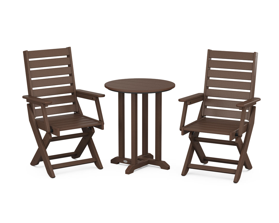 POLYWOOD® Captain Folding Chair 3-Piece Round Bistro Dining Set