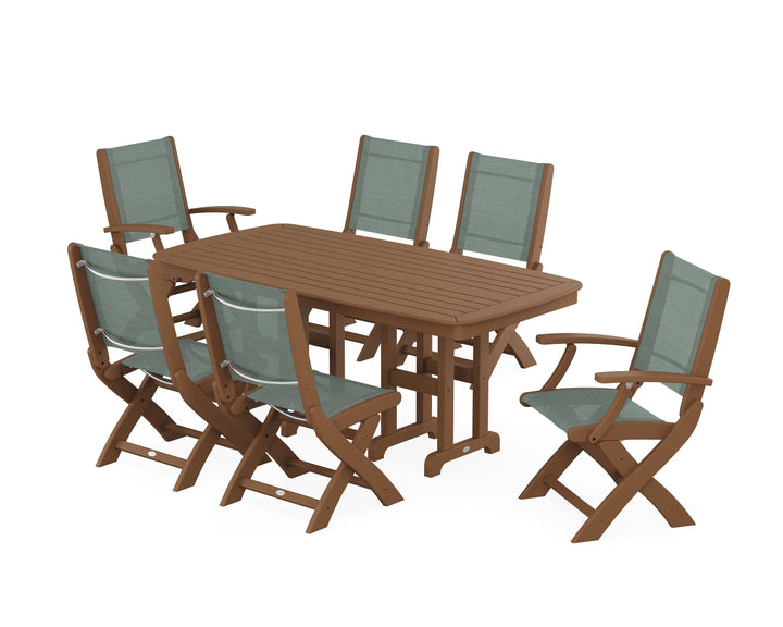 POLYWOOD® Coastal Folding Chair 7-Piece Dining Set