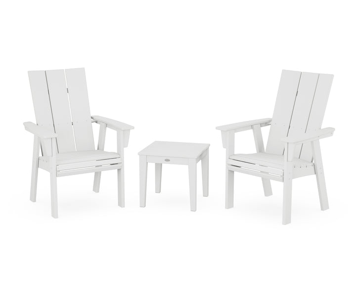 POLYWOOD® Modern 3-Piece Curveback Upright Adirondack Chair Set