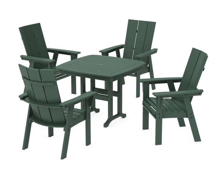 POLYWOOD® Modern Curveback Adirondack 5-Piece Dining Set