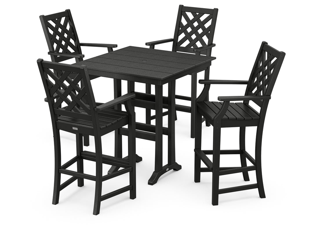 Country Living Wovendale 5-Piece Farmhouse Bar Set with Trestle Legs