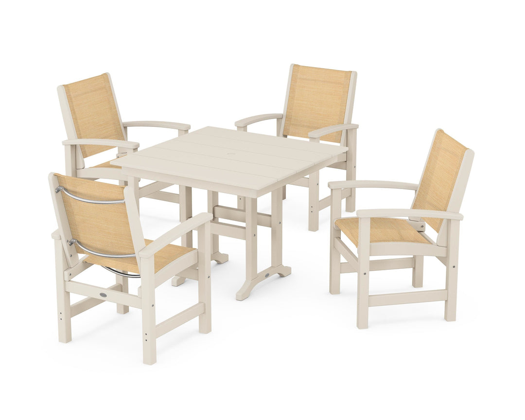 POLYWOOD® Coastal 5-Piece Farmhouse Dining Set