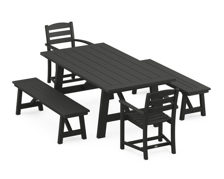 POLYWOOD® La Casa Café 5-Piece Rustic Farmhouse Dining Set With Benches