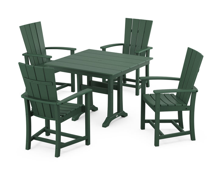 POLYWOOD® Quattro 5-Piece Farmhouse Dining Set With Trestle Legs