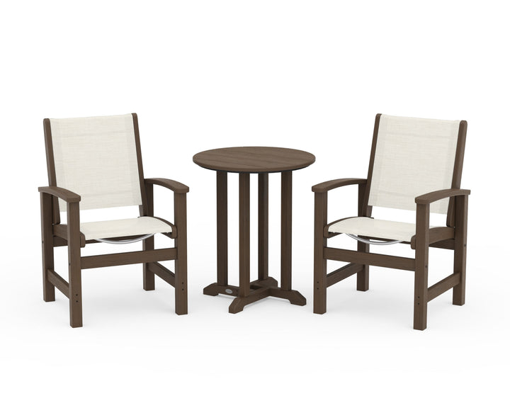 POLYWOOD® Coastal 3-Piece Round Bistro Dining Set