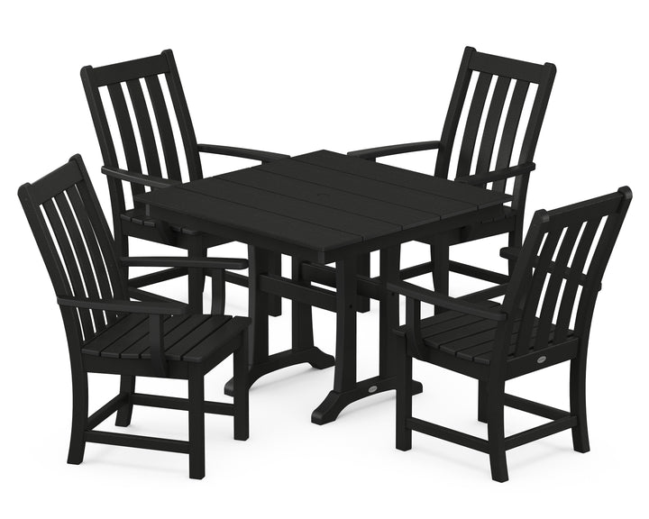 POLYWOOD® Vineyard 5-Piece Farmhouse Trestle Arm Chair Dining Set