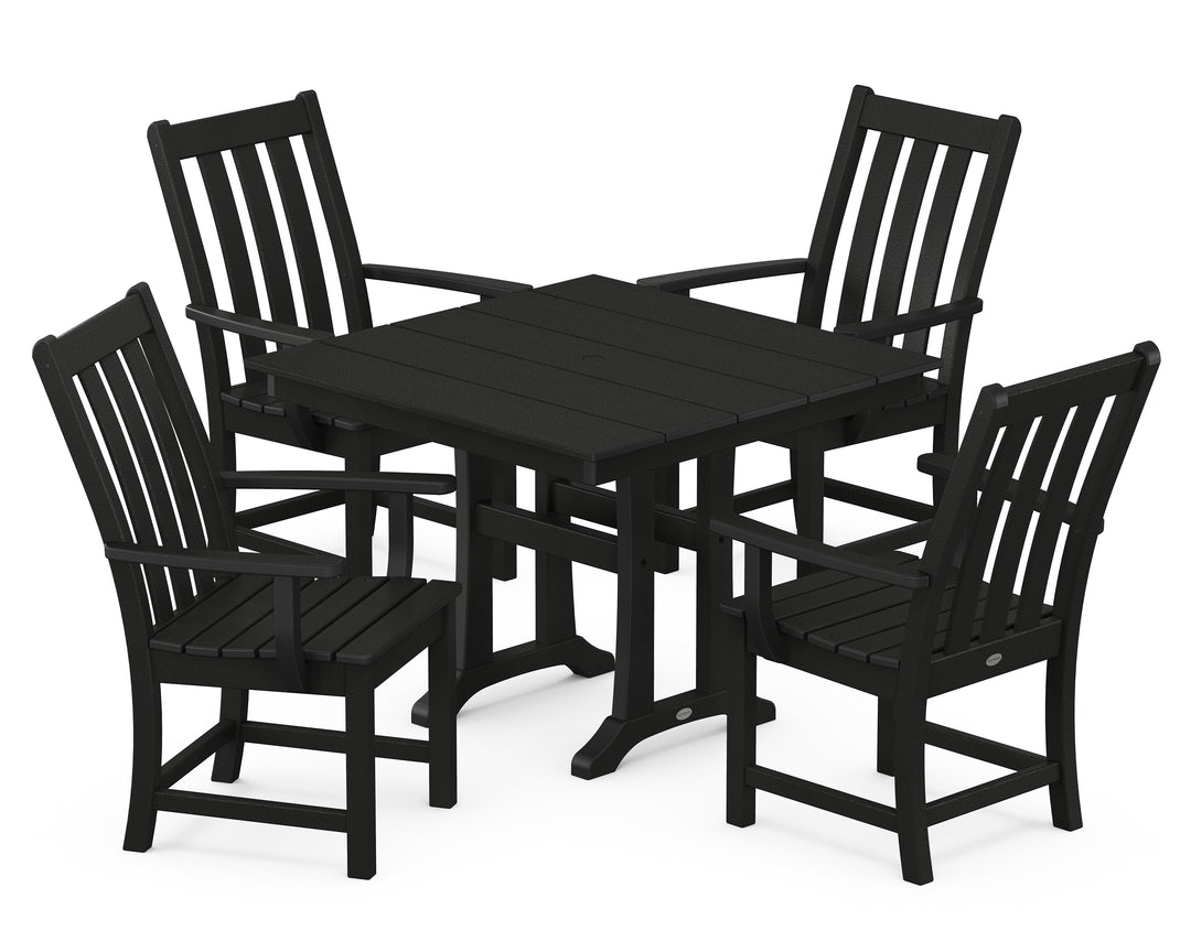 POLYWOOD® Vineyard 5-Piece Farmhouse Trestle Arm Chair Dining Set