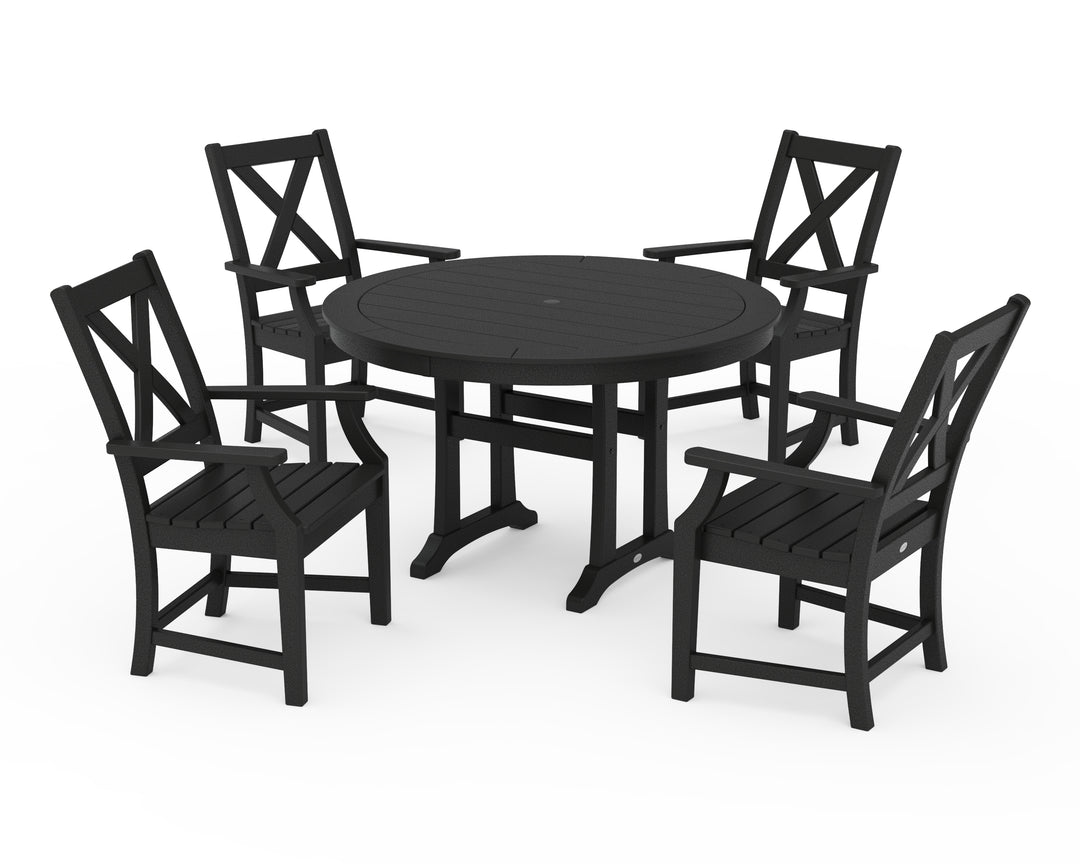 POLYWOOD® Braxton 5-Piece Nautical Trestle Arm Chair Dining Set