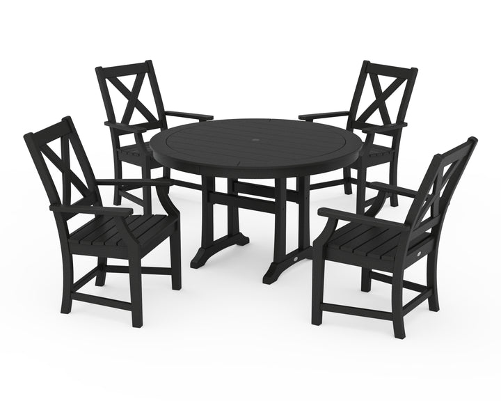 POLYWOOD® Braxton 5-Piece Nautical Trestle Arm Chair Dining Set