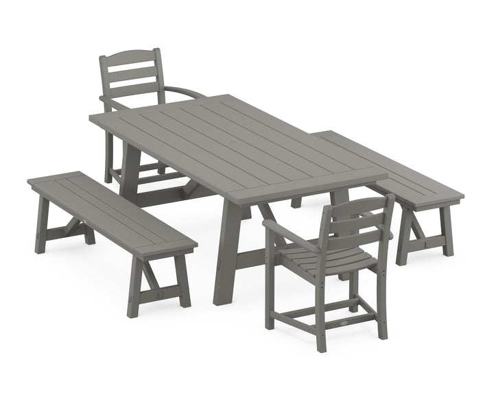 POLYWOOD® La Casa Café 5-Piece Rustic Farmhouse Dining Set With Benches