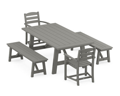 La Casa CafŽ 5-Piece Rustic Farmhouse Dining Set With Benches