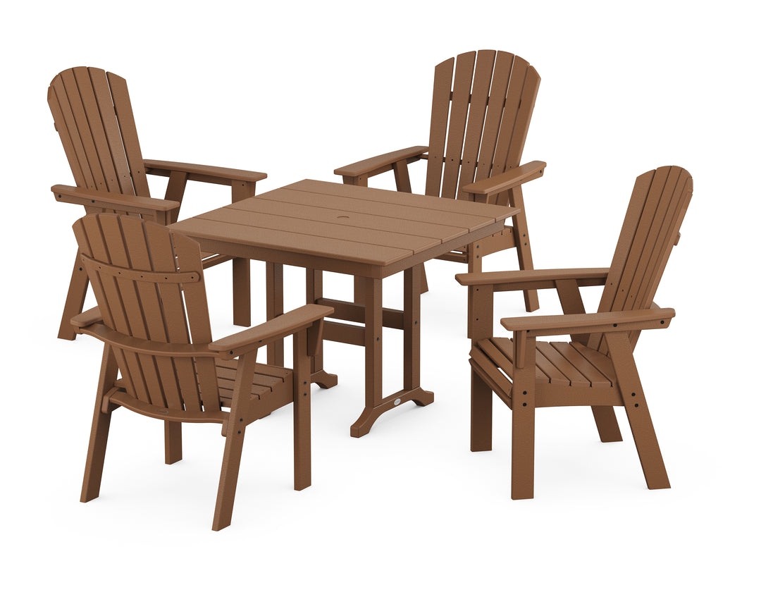 POLYWOOD® Nautical Curveback Adirondack 5-Piece Farmhouse Dining Set