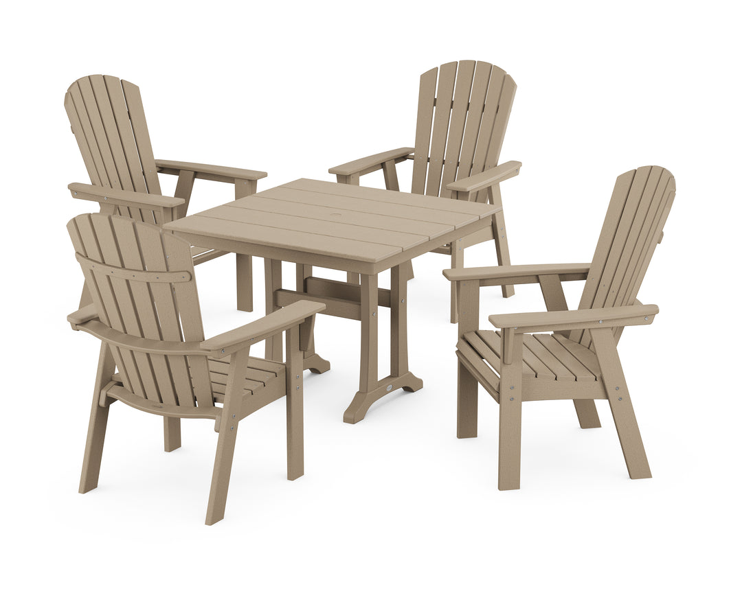 POLYWOOD® Nautical Adirondack 5-Piece Farmhouse Dining Set With Trestle Legs