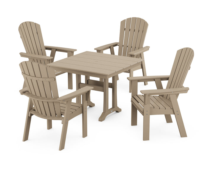 POLYWOOD® Nautical Adirondack 5-Piece Farmhouse Dining Set With Trestle Legs