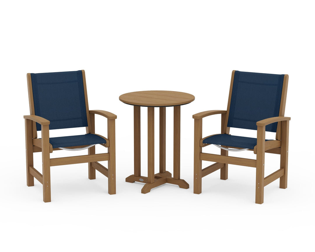 POLYWOOD® Coastal 3-Piece Round Bistro Dining Set