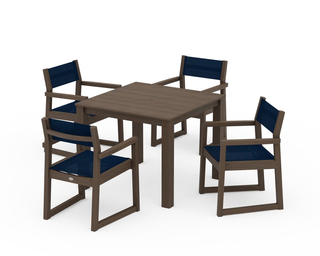 POLYWOOD® EDGE Sling Arm Chair 5-Piece Parsons Dining Set
