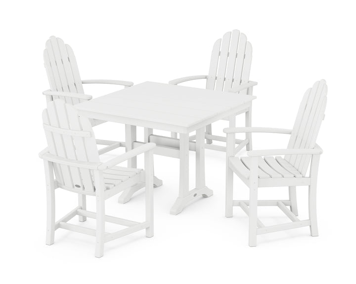 POLYWOOD® Classic Adirondack 5-Piece Farmhouse Dining Set With Trestle Legs