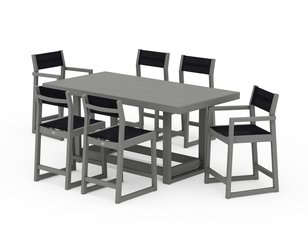 POLYWOOD® EDGE Sling 7-Piece Counter Table Set