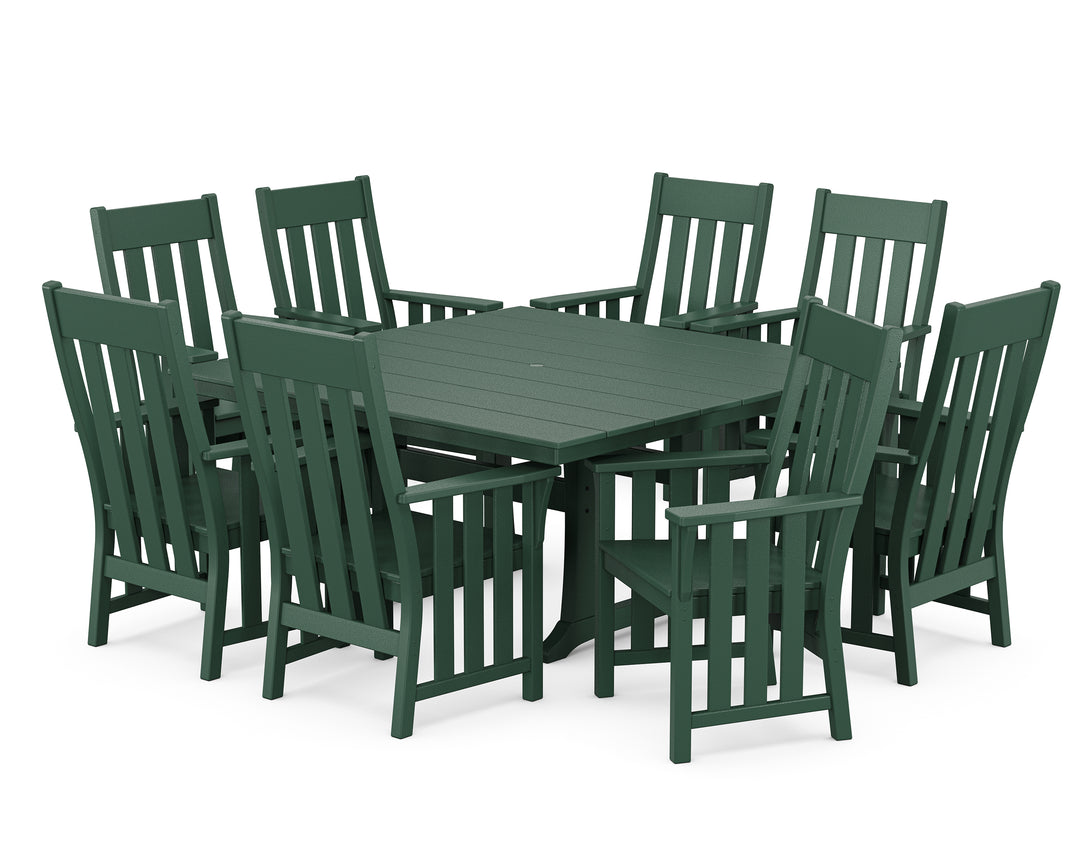 Martha Stewart by POLYWOOD® Acadia 9-Piece Square Farmhouse Dining Set with Trestle Legs