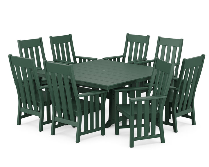 Martha Stewart by POLYWOOD® Acadia 9-Piece Square Farmhouse Dining Set with Trestle Legs