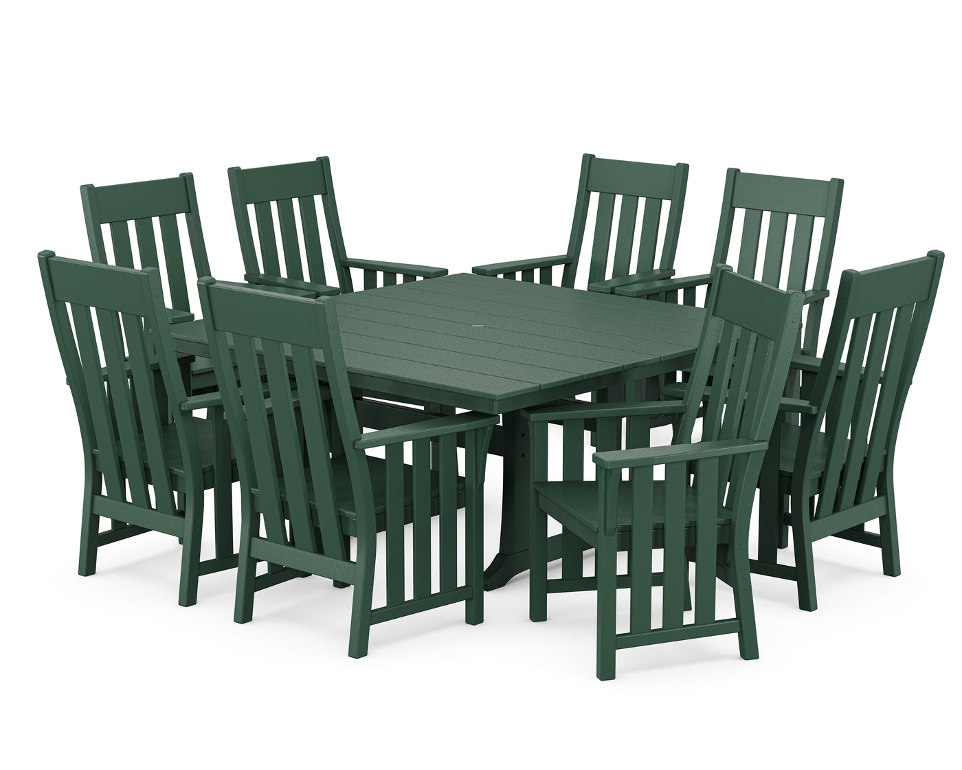 Acadia 9-Piece Square Farmhouse Dining Set with Trestle Legs