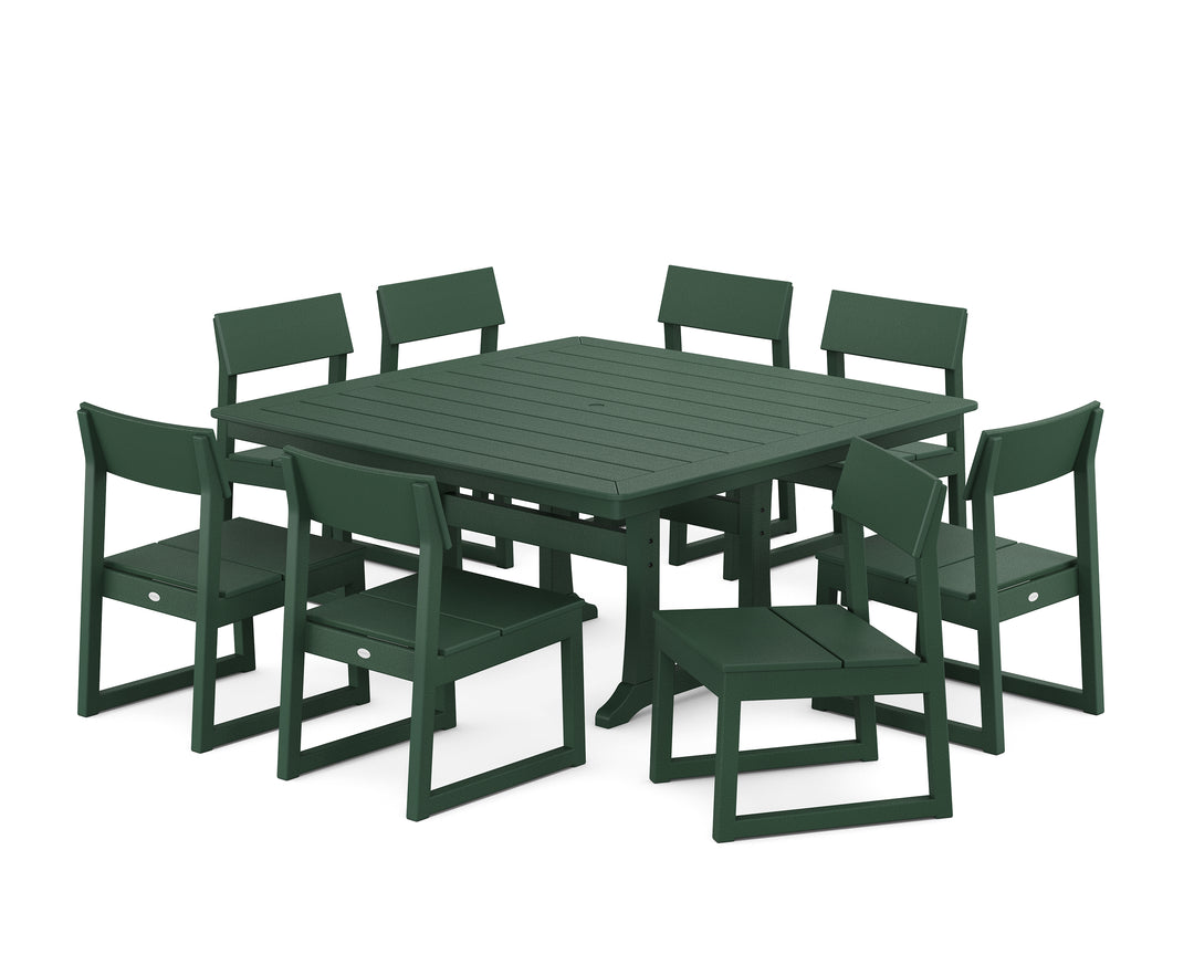 POLYWOOD® EDGE Side Chair 9-Piece Dining Set with Trestle Legs