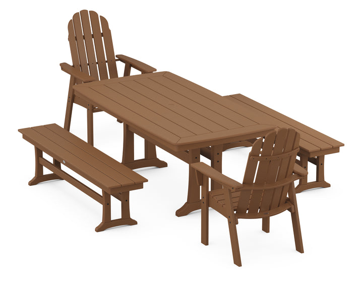 POLYWOOD® Vineyard Adirondack 5-Piece Dining Set with Trestle Legs
