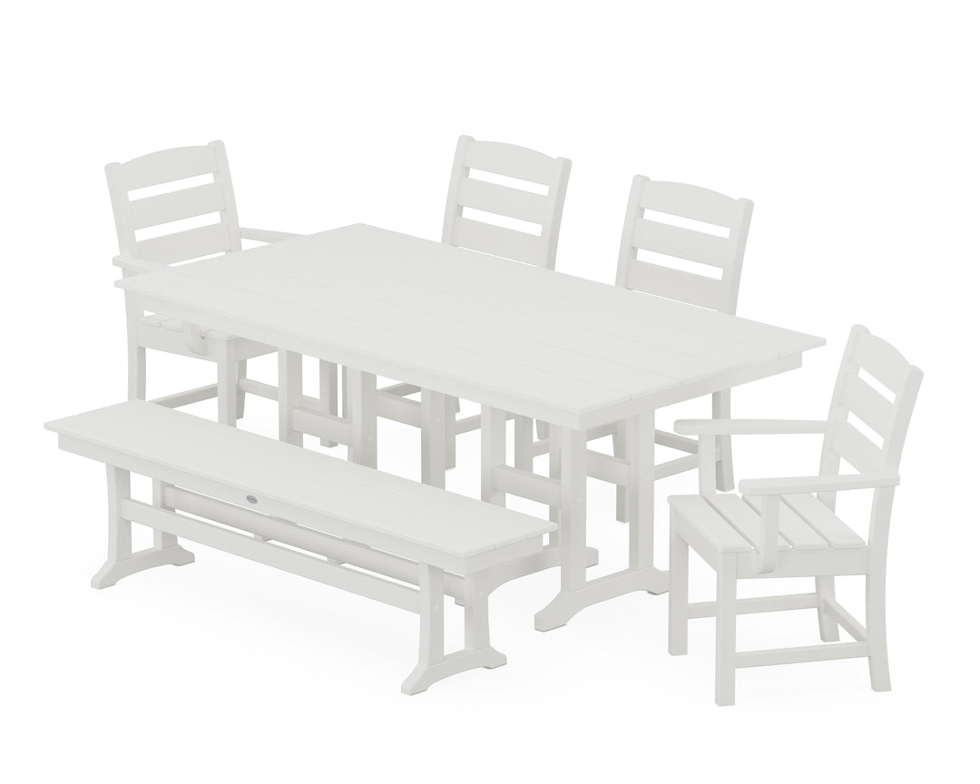 POLYWOOD® Lakeside 6-Piece Farmhouse Dining Set with Bench